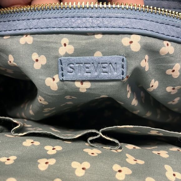 Steven by Steve Madden Blue Basketweave Shoulder Purse w/ Hanging Tassels- large - Picture 13 of 16